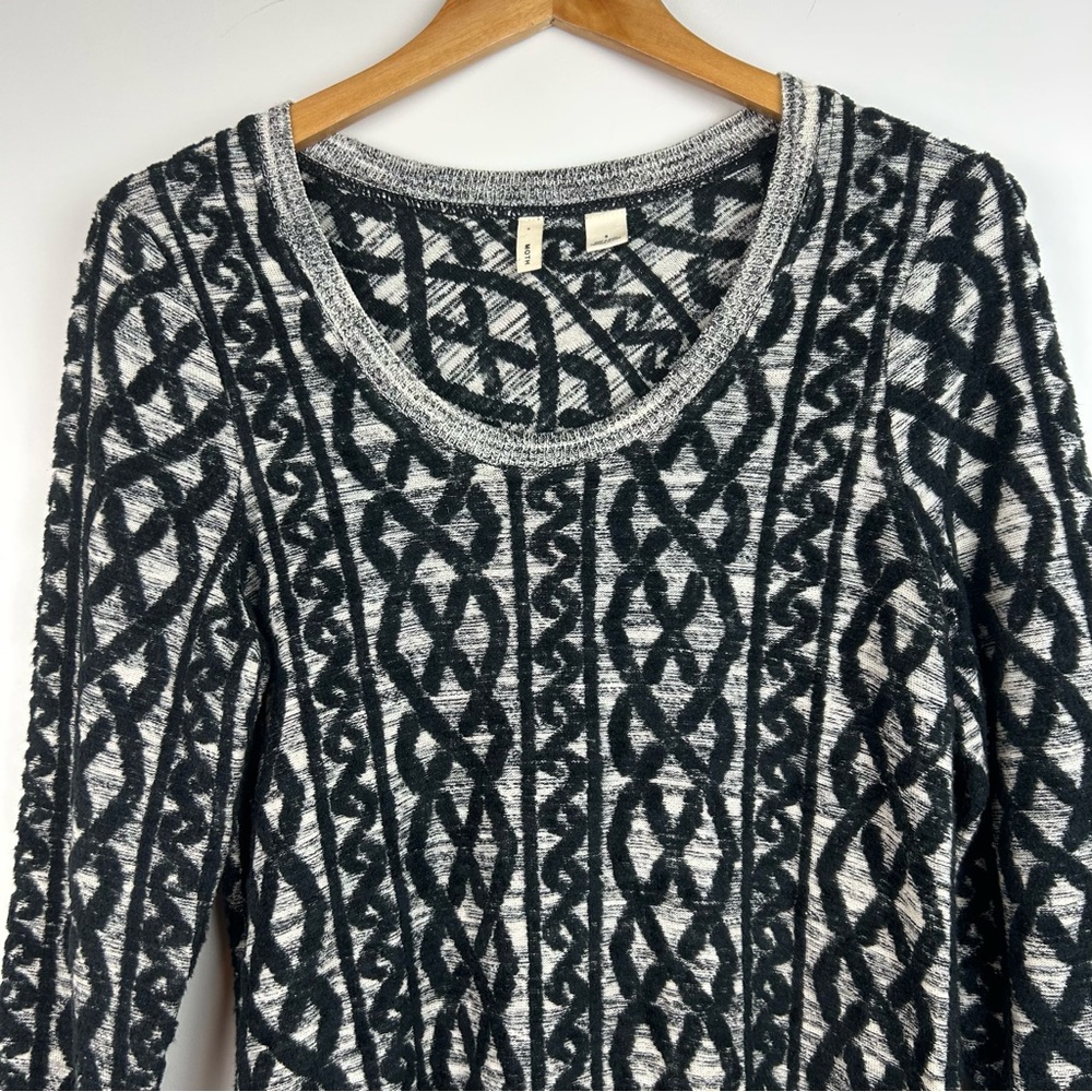 Moth Anthropologie Sweater Dress Black Gray Knit Pattern 3/4 Sleeve - Picture 4 of 12